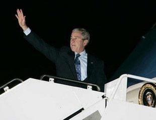 President&nbsp;George&nbsp;W.&nbsp;Bush&nbsp;departs&nbsp;Andrews&nbsp;Air&nbsp;Force&nbsp;Base&nbsp;outside&nbsp;Washington&nbsp;for&nbsp;Israel&nbsp;January&nbsp;8,&nbsp;2008.&nbsp;REUTERS/Larry&nbsp;Downing&nbsp;
