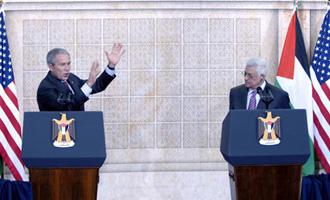 United&nbsp;States&nbsp;President&nbsp;George&nbsp;W.&nbsp;Bush&nbsp;(L)&nbsp;speaks&nbsp;while&nbsp;Palestinian&nbsp;President&nbsp;Mahmoud&nbsp;Abbas&nbsp;looks&nbsp;on&nbsp;during&nbsp;their&nbsp;joint&nbsp;news&nbsp;conference&nbsp;held&nbsp;in&nbsp;the&nbsp;West&nbsp;Bank&nbsp;town&nbsp;of&nbsp;Ramallah,&nbsp;Jan.&nbsp;10,&nbsp;2008.&nbsp;Bush&nbsp;said&nbsp;that&nbsp;he&nbsp;believes&nbsp;an&nbsp;Israeli-Palestinian&nbsp;peace&nbsp;treaty&nbsp;will&nbsp;be&nbsp;signed&nbsp;before&nbsp;he&nbsp;leaves&nbsp;office&nbsp;early&nbsp;next&nbsp;year.(Xinhua&nbsp;Photo)