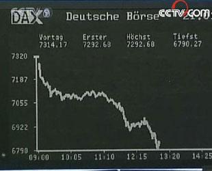 Germany's DAX suffered the heaviest losses, down over 7 percent. (CCTV.com)