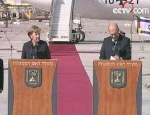 Merkel was greeted with a full ceremony at Israel's airport on Sunday afternoon, in the presence of Israel's prime minister and most of his Cabinet.