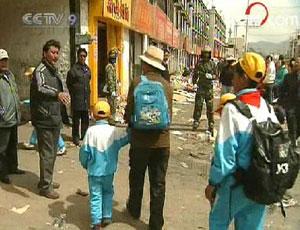 After three days of riots, the city of Lhasa is returning to normal with people starting to come out on the streets again.