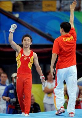 China's&nbsp;Zou&nbsp;Kai&nbsp;celebrates&nbsp;after&nbsp;his&nbsp;performance&nbsp;in&nbsp;men's&nbsp;horizontal&nbsp;bar&nbsp;final&nbsp;of&nbsp;Beijing&nbsp;2008&nbsp;Olympic&nbsp;Games&nbsp;at&nbsp;National&nbsp;Indoor&nbsp;Stadium&nbsp;in&nbsp;Beijing,&nbsp;China,&nbsp;Aug.&nbsp;19,&nbsp;2008.&nbsp;Zou&nbsp;Kai&nbsp;claimed&nbsp;the&nbsp;title&nbsp;of&nbsp;the&nbsp;event&nbsp;with&nbsp;a&nbsp;score&nbsp;of&nbsp;16.200.&nbsp;(Xinhua&nbsp;Photo)