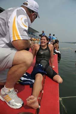 Natalie&nbsp;Du&nbsp;Toit&nbsp;of&nbsp;South&nbsp;Africa&nbsp;talks&nbsp;to&nbsp;her&nbsp;coach&nbsp;after&nbsp;women's&nbsp;marathon&nbsp;10km&nbsp;competition&nbsp;at&nbsp;the&nbsp;Beijing&nbsp;2008&nbsp;Olympic&nbsp;Games&nbsp;swimming&nbsp;event&nbsp;in&nbsp;Beijing,&nbsp;China,&nbsp;Aug.&nbsp;20,&nbsp;2008.&nbsp;Natalie&nbsp;Du&nbsp;Toit&nbsp;ranked&nbsp;the&nbsp;16th&nbsp;of&nbsp;the&nbsp;event.&nbsp;Du&nbsp;Toit,&nbsp;whose&nbsp;left&nbsp;leg&nbsp;was&nbsp;amputated&nbsp;in&nbsp;2001&nbsp;after&nbsp;she&nbsp;was&nbsp;injured&nbsp;in&nbsp;a&nbsp;road&nbsp;accident,&nbsp;is&nbsp;an&nbsp;athlete&nbsp;for&nbsp;both&nbsp;Beijing&nbsp;2008&nbsp;Olympic&nbsp;Games&nbsp;and&nbsp;Paralympic&nbsp;Olympics.&nbsp;(Xinhua/Liu&nbsp;Dawei)