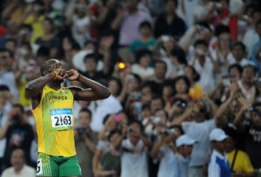 Usain&nbsp;Bolt&nbsp;of&nbsp;Jamaica&nbsp;celebrates&nbsp;after&nbsp;the&nbsp;men's&nbsp;200m&nbsp;final&nbsp;at&nbsp;the&nbsp;National&nbsp;Stadium,&nbsp;also&nbsp;known&nbsp;as&nbsp;the&nbsp;Bird's&nbsp;Nest,&nbsp;during&nbsp;Beijing&nbsp;2008&nbsp;Olympic&nbsp;Games&nbsp;in&nbsp;Beijing,&nbsp;China,&nbsp;Aug.&nbsp;20,&nbsp;2008.&nbsp;Usain&nbsp;Bolt&nbsp;of&nbsp;Jamaica&nbsp;won&nbsp;the&nbsp;title&nbsp;with&nbsp;19.30&nbsp;seconds&nbsp;and&nbsp;set&nbsp;a&nbsp;new&nbsp;world&nbsp;record.&nbsp;(Xinhua/Guo&nbsp;Dayue)