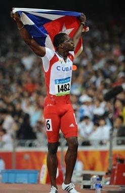 Dayron&nbsp;Robles&nbsp;of&nbsp;Cuba&nbsp;celebrates&nbsp;after&nbsp;the&nbsp;men's&nbsp;110m&nbsp;hurdles&nbsp;final&nbsp;at&nbsp;the&nbsp;National&nbsp;Stadium,&nbsp;also&nbsp;known&nbsp;as&nbsp;the&nbsp;Bird's&nbsp;Nest,&nbsp;during&nbsp;Beijing&nbsp;2008&nbsp;Olympic&nbsp;Games&nbsp;in&nbsp;Beijing,&nbsp;China,&nbsp;Aug.&nbsp;21,&nbsp;2008.&nbsp;Dayron&nbsp;Robles&nbsp;won&nbsp;the&nbsp;title.(Xinhua&nbsp;Photo)