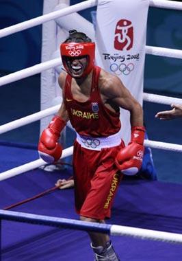 Vasyl&nbsp;Lomachenko&nbsp;of&nbsp;Ukraine&nbsp;reacts&nbsp;during&nbsp;Men's&nbsp;Feather&nbsp;(57kg)&nbsp;Final&nbsp;Bout&nbsp;between&nbsp;Vasyl&nbsp;Lomachenko&nbsp;of&nbsp;Ukraine&nbsp;and&nbsp;Khedafi&nbsp;Djelkhir&nbsp;of&nbsp;France&nbsp;of&nbsp;Beijing&nbsp;2008&nbsp;Olympic&nbsp;Games&nbsp;boxing&nbsp;event&nbsp;at&nbsp;Workers'&nbsp;Gymnasium&nbsp;in&nbsp;Beijing,&nbsp;China,&nbsp;Aug.&nbsp;23,&nbsp;2008.&nbsp;Vasyl&nbsp;Lomachenko&nbsp;defeated&nbsp;Khedafi&nbsp;Djelkhir,&nbsp;and&nbsp;won&nbsp;the&nbsp;gold&nbsp;medal&nbsp;of&nbsp;the&nbsp;event.(Xinhua&nbsp;Photo)