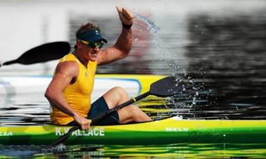 Ken&nbsp;Wallace&nbsp;of&nbsp;Australia&nbsp;celebrates&nbsp;after&nbsp;the&nbsp;men’s&nbsp;kayak&nbsp;single&nbsp;(K1)&nbsp;500m&nbsp;final&nbsp;at&nbsp;Beijing&nbsp;2008&nbsp;Olympic&nbsp;Games&nbsp;in&nbsp;the&nbsp;Shunyi&nbsp;Rowing-Canoeing&nbsp;Park&nbsp;in&nbsp;Beijing,&nbsp;China,&nbsp;Aug.&nbsp;23,&nbsp;2008.&nbsp;Ken&nbsp;Wallace&nbsp;of&nbsp;Australia&nbsp;won&nbsp;the&nbsp;gold&nbsp;medaL.&nbsp;(Xinhua/Jiang&nbsp;Enyu)