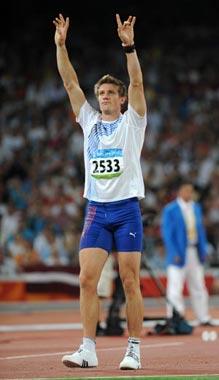 Andreas&nbsp;Thorkildsen&nbsp;of&nbsp;Norway&nbsp;gestures&nbsp;during&nbsp;the&nbsp;men's&nbsp;javelin&nbsp;throw&nbsp;final&nbsp;at&nbsp;the&nbsp;National&nbsp;Stadium,&nbsp;also&nbsp;known&nbsp;as&nbsp;the&nbsp;Bird's&nbsp;Nest,&nbsp;during&nbsp;Beijing&nbsp;2008&nbsp;Olympic&nbsp;Games&nbsp;in&nbsp;Beijing,&nbsp;China,&nbsp;Aug.&nbsp;23,&nbsp;2008.&nbsp;Andreas&nbsp;Thorkildsen&nbsp;won&nbsp;the&nbsp;title&nbsp;and&nbsp;set&nbsp;a&nbsp;new&nbsp;Olympic&nbsp;record.(Xinhua&nbsp;Photo)