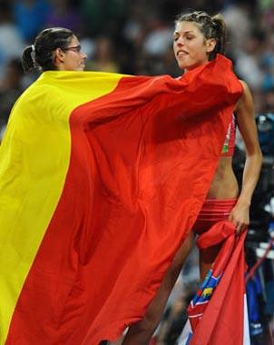 Tia&nbsp;Hellebaut&nbsp;(L)&nbsp;of&nbsp;Belgium&nbsp;celebrates&nbsp;with&nbsp;Blanka&nbsp;Vlasic&nbsp;of&nbsp;Croatia&nbsp;after&nbsp;the&nbsp;women's&nbsp;high&nbsp;jump&nbsp;final&nbsp;at&nbsp;the&nbsp;National&nbsp;Stadium,&nbsp;also&nbsp;known&nbsp;as&nbsp;the&nbsp;Bird's&nbsp;Nest,&nbsp;during&nbsp;Beijing&nbsp;2008&nbsp;Olympic&nbsp;Games&nbsp;in&nbsp;Beijing,&nbsp;China,&nbsp;Aug.&nbsp;23,&nbsp;2008.&nbsp;Tia&nbsp;Hellebaut&nbsp;won&nbsp;the&nbsp;title&nbsp;with&nbsp;2.05&nbsp;metres.&nbsp;Blanka&nbsp;Vlasic&nbsp;took&nbsp;the&nbsp;silver.(Xinhua&nbsp;Photo)