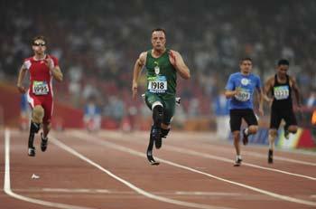 Oscar&nbsp;Pistorius&nbsp;of&nbsp;South&nbsp;Africa&nbsp;powers&nbsp;his&nbsp;way&nbsp;to&nbsp;win&nbsp;the&nbsp;men's&nbsp;100m&nbsp;T44&nbsp;heat&nbsp;during&nbsp;the&nbsp;2008&nbsp;Beijing&nbsp;Paralympic&nbsp;Games&nbsp;at&nbsp;the&nbsp;National&nbsp;Stadium&nbsp;in&nbsp;the&nbsp;Chinese&nbsp;capital&nbsp;on&nbsp;September&nbsp;8,&nbsp;2008.&nbsp;[Agencies]