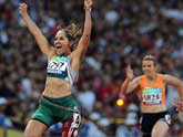Perla Bustamante of Mexico wins women&acute;s 100m - T42 gold