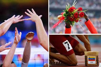 (Left)&nbsp;Members&nbsp;of&nbsp;American&nbsp;Women's&nbsp;Sitting&nbsp;Volleyball&nbsp;team&nbsp;celebrate&nbsp;after&nbsp;scoring&nbsp;in&nbsp;a&nbsp;preliminary&nbsp;match&nbsp;Sept.&nbsp;9,&nbsp;2008.(Upper&nbsp;Right)&nbsp;Gold&nbsp;medalist&nbsp;Abraham&nbsp;Cheruiyot&nbsp;Tarbei&nbsp;of&nbsp;Kenya&nbsp;holds&nbsp;up&nbsp;his&nbsp;flowers&nbsp;during&nbsp;the&nbsp;awarding&nbsp;ceremony&nbsp;of&nbsp;Men's&nbsp;5000m&nbsp;T46&nbsp;of&nbsp;the&nbsp;Beijing&nbsp;Paralympic&nbsp;Athletics&nbsp;event&nbsp;Sept.&nbsp;13,&nbsp;2008.(Lower&nbsp;Right)&nbsp;Samuel&nbsp;Colmenares&nbsp;gets&nbsp;ready&nbsp;to&nbsp;start&nbsp;in&nbsp;the&nbsp;Men's&nbsp;400m&nbsp;T46&nbsp;round&nbsp;1&nbsp;heat&nbsp;2&nbsp;match&nbsp;of&nbsp;the&nbsp;Beijing&nbsp;Paralympic&nbsp;Athletics&nbsp;event&nbsp;Sept.&nbsp;11,&nbsp;2008.(Xinhua&nbsp;Photo)