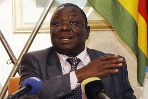 Zimbabwean opposition Movement for Democratic Change leader Morgan Tsvangirai addreses a press conference in Harare, September 2008. Zimbabwe's outraged opposition accused President Robert Mugabe of killing off a power-sharing deal after he unilaterally handed key ministries to his own party.(AFP/File/Desmond Kwande)