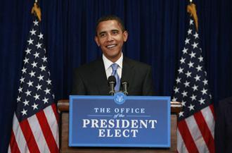 U.S. President-elect Barack Obama. He speaks to the media during a news conference at his transition office in Washington January 7,2009.(Xinhua/Reuters Photo)