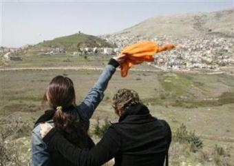 Syrian women at Ain al-Tineh village, on the Syrian side in the Golan Heights, wave to their family in Majdal Shams village, an area occupied by Israel since the 1967 war, February 14, 2007.REUTERS /Khaled al-Hariri (Reuters) 