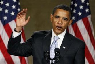 President-elect Barack Obama speaks during a departure ceremony for his whistle stop train trip at the 30th Street Station in Philadelphia January 17, 2009. (Gary Hershorn/Reuters)