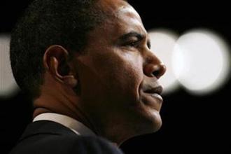 Barack Obama speaks at the American Israel Public Affairs Committee (AIPAC) policy conference in Washington June 4, 2008.(Kevin Lamarque/Reuters)