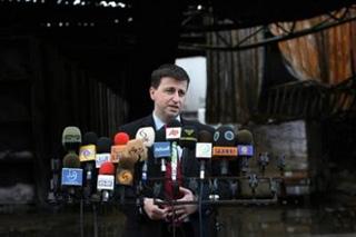 Britain's International Development Secretary Douglas Alexander speaks during a press conference at the UN headquarters in Gaza City the first trip to Gaza by a British minister since Hamas seized power in the enclave in June 2007.(AFP/Mohammed Abed)