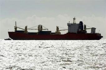 The Russian-owned ship Monchegorsk is docked off the southern Cypriot Mediterranean port of Limassol in February 2009. A UN Security Council panel has concluded that a shipment of Syria-bound Iranian arms intercepted by Cypriot authorities last January was in clear violation of UN arms sanctions on Tehran.(AFP/Pavlos Vrionides)