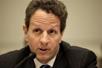 Treasury Secretary Timothy Geithner testifies on Capitol Hill in Washington, Thursday, March 26, 2009.(AP Photo/J. Scott Applewhite)