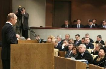 Russian&nbsp;Prime&nbsp;Minister&nbsp;Vladimir&nbsp;Putin&nbsp;addresses&nbsp;the&nbsp;State&nbsp;Duma,&nbsp;the&nbsp;lower&nbsp;house&nbsp;of&nbsp;Russia's&nbsp;parliament,&nbsp;in&nbsp;Moscow.&nbsp;Russia&nbsp;faces&nbsp;a&nbsp;difficult&nbsp;year&nbsp;as&nbsp;the&nbsp;global&nbsp;economic&nbsp;crisis&nbsp;bites&nbsp;but&nbsp;has&nbsp;managed&nbsp;to&nbsp;avoid&nbsp;the&nbsp;worst-case&nbsp;scenario,&nbsp;Putin&nbsp;said&nbsp;Monday.(AFP/Ria&nbsp;Novosti/Alexey&nbsp;Druzhinin)