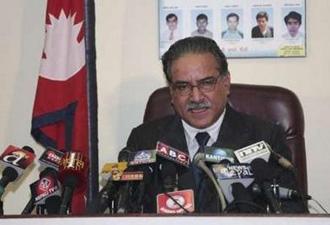Nepal's Prime Minister Prachanda announces his resignation from his office during a nationwide broadcast in Kathmandu May 4, 2009. REUTERS/Deepa Shrestha