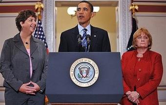 US&nbsp;President&nbsp;Barack&nbsp;Obama&nbsp;speaks&nbsp;on&nbsp;job&nbsp;creation&nbsp;and&nbsp;job&nbsp;training,&nbsp;flanked&nbsp;by&nbsp;nurse&nbsp;Maureen&nbsp;Pike&nbsp;(L)&nbsp;and&nbsp;small&nbsp;business&nbsp;owner&nbsp;Sharon&nbsp;Arnold&nbsp;(R)&nbsp;in&nbsp;the&nbsp;Eisenhower&nbsp;Executive&nbsp;Office&nbsp;Building,&nbsp;next&nbsp;to&nbsp;the&nbsp;White&nbsp;House,&nbsp;in&nbsp;Washington,&nbsp;DC.(AFP/Mandel&nbsp;Ngan)