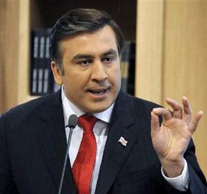 Georgia's President Mikheil Saakashvili speaks during a briefing in Tbilisi, April 10, 2009. REUTERS/Irakly Gedenidze/Pool/Files