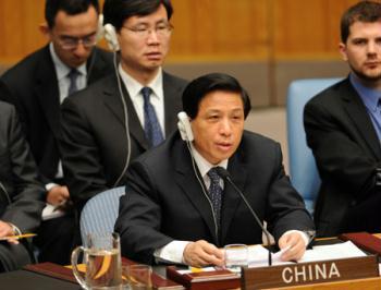 Zhang&nbsp;Yesui,&nbsp;Chinese&nbsp;permanent&nbsp;representative&nbsp;to&nbsp;the&nbsp;United&nbsp;Nations,&nbsp;speaks&nbsp;on&nbsp;behalf&nbsp;of&nbsp;Chinese&nbsp;Foreign&nbsp;Minister&nbsp;Yang&nbsp;Jiechi&nbsp;during&nbsp;an&nbsp;open&nbsp;Security&nbsp;Council&nbsp;meeting&nbsp;on&nbsp;the&nbsp;Middle&nbsp;East&nbsp;issue&nbsp;at&nbsp;UN&nbsp;headquarters&nbsp;in&nbsp;New&nbsp;York,&nbsp;the&nbsp;U.S.,&nbsp;May&nbsp;11,&nbsp;2009.&nbsp;(Xinhua/Shen&nbsp;Hong)