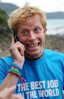 Charity&nbsp;worker&nbsp;Ben&nbsp;Southall&nbsp;telephones&nbsp;his&nbsp;parents&nbsp;on&nbsp;Hamilton&nbsp;Island&nbsp;in&nbsp;the&nbsp;Whitsunday&nbsp;Islands,&nbsp;after&nbsp;being&nbsp;awarded&nbsp;the&nbsp;job&nbsp;of&nbsp;caretaker&nbsp;of&nbsp;an&nbsp;Australian&nbsp;tropical&nbsp;island.&nbsp;The&nbsp;charity&nbsp;worker&nbsp;won&nbsp;"the&nbsp;best&nbsp;job&nbsp;in&nbsp;the&nbsp;world"&nbsp;as&nbsp;caretaker&nbsp;of&nbsp;a&nbsp;tropical&nbsp;island&nbsp;on&nbsp;Australia's&nbsp;Great&nbsp;Barrier&nbsp;Reef&nbsp;after&nbsp;an&nbsp;unprecedented&nbsp;global&nbsp;search.