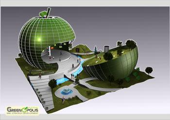 an artist's rendition of the Romania Pavilion