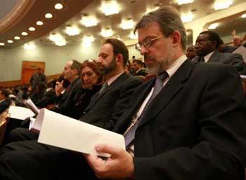 Foreign diplomats listen during the First Session of the 11th National Committee of the Chinese People's Political Consultative Conference (CPPCC) at the Great Hall of the People in Beijing, capital of China, March 3, 2008. (Xinhua Photo)