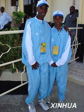 The only two Somalia athletes competing in Beijing Olympic games -- Abdinasir Said Ibrahim and Samia Yusuf Omar.