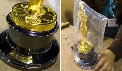 The&nbsp;gold-plated&nbsp;statuette&nbsp;then&nbsp;has&nbsp;its&nbsp;base&nbsp;screwed&nbsp;on&nbsp;before&nbsp;being&nbsp;bagged&nbsp;and&nbsp;put&nbsp;into&nbsp;a&nbsp;foam-fitted&nbsp;box,&nbsp;ready&nbsp;for&nbsp;shipping&nbsp;to&nbsp;Hollywood(Picture:&nbsp;EPA)