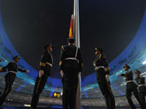 Raising the national flag of China